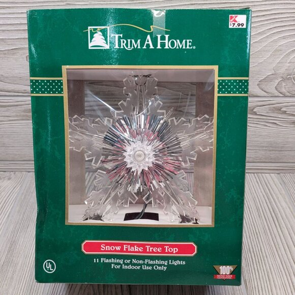 Christmas Tree Snowflake‎ Tree Top Trim A Home Lighted Clear Vtg - Picture 3 of 11